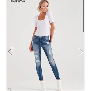 7 For All Mankind Ankle Skinny Ripped Jeans; 26